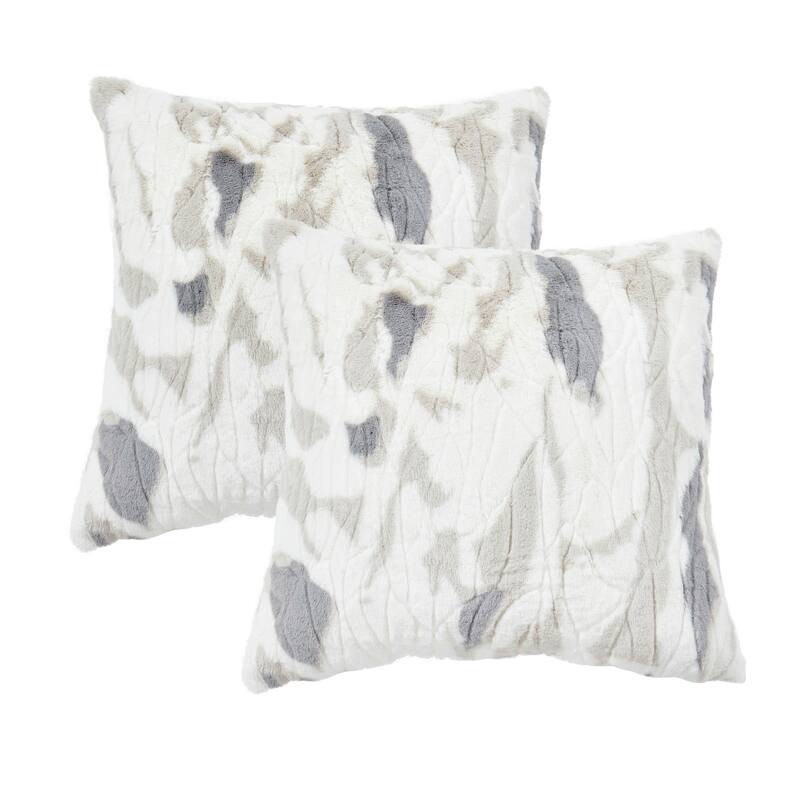 Decorative Printed fauxfur Throw Pillow Covers Set of 2, NO INSERT