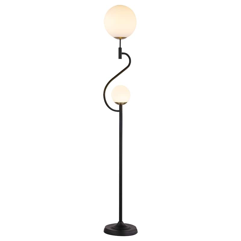 Dacki 69-Inch Dual Spherical Bulb Metal Floor Lamp Black