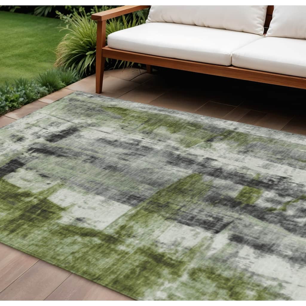 HomeRoots Abstract Transitional Rectangle Outdoor Rug