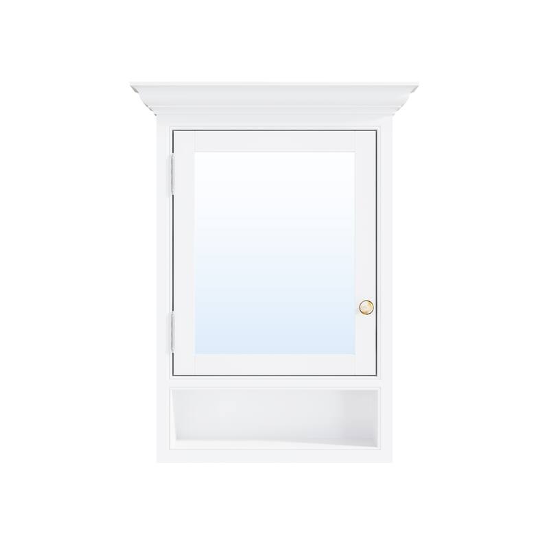 24"W x 32"H Recessed Wall-Mounted Solid Wood Medicine Cabinet with Adjustable Glass Shelves and Bottom Storage Shelf