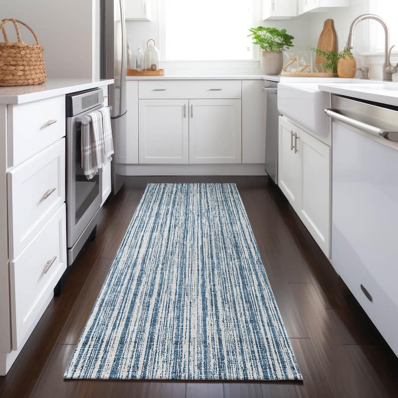 Machine Washable Indoor/ Outdoor Chantille Contemporary Stripes Rug