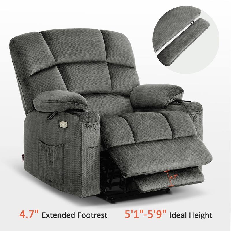 MCombo Lay Flat Dual Motor Power Lift Recliner with Massage and Heat for Elderly People, Infinite Position, Fabric R7677