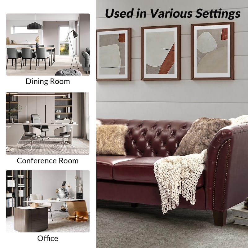Regina 82.5" Tufted Genuine Leather Sofa Couch for Living Room By HULALA HOME
