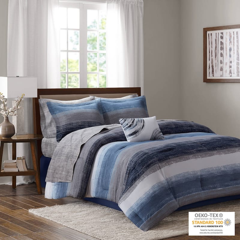 Madison Park Essentials Barret Comforter Set with Cotton Bed Sheets