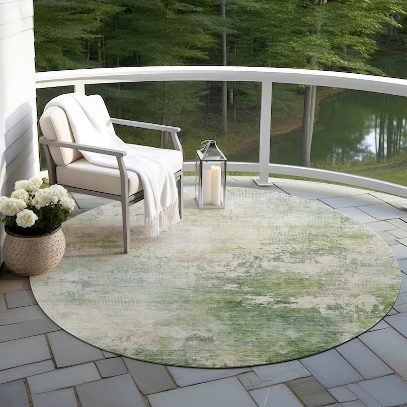 Machine Washable Indoor/ Outdoor Abstract Contemporary Chantille Rug