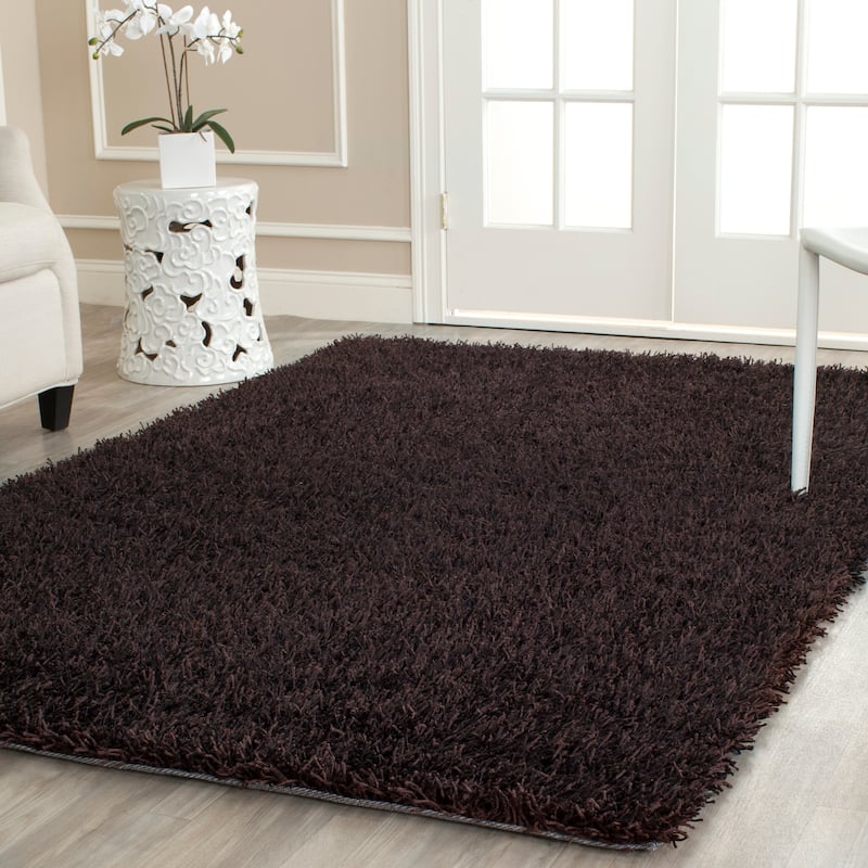 SAFAVIEH Handmade New Orleans Shag Area Rug - 3' x 5' - Chocolate/Chocolate