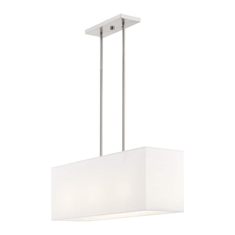 Livex Lighting 3-light Brushed Nickel Indoor Chandelier, 41153-91 - 28"L x 8"W x 17.5"-47.5"Adj.H