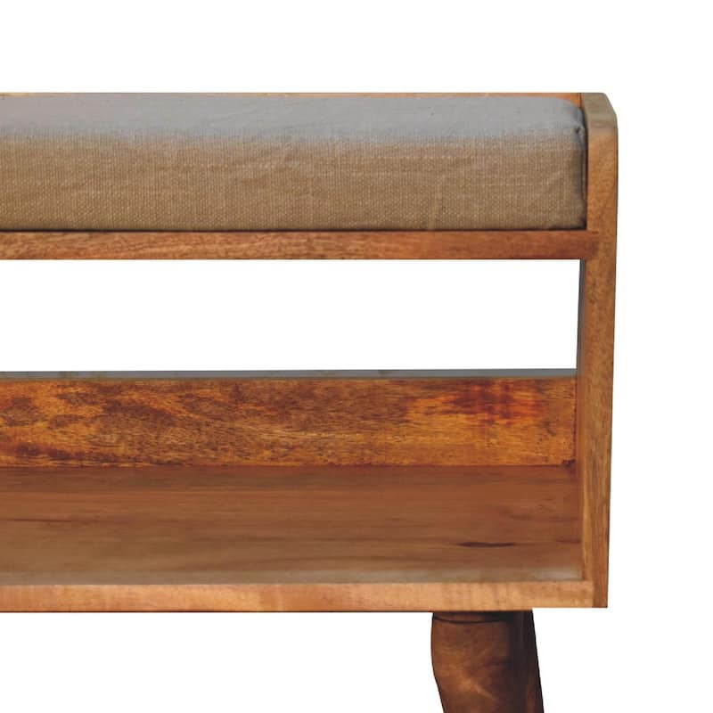 Artisan Furniture Oak-ish Nordic Storage Bench With Mud Linen, Brown with open storage and seat pad