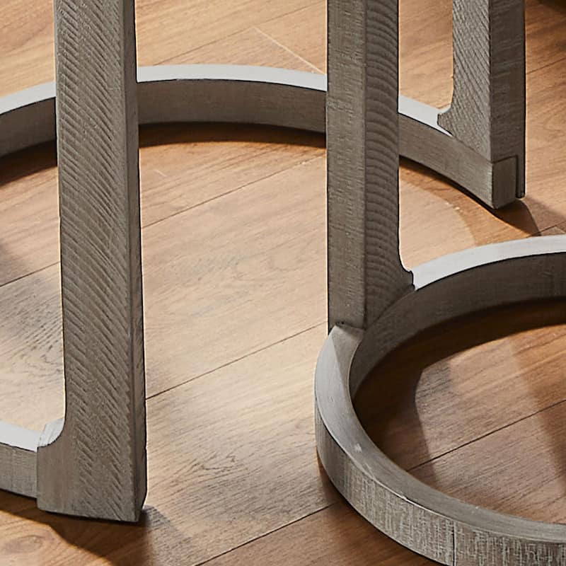 GDF Studio - Mid-Century Solid Wood 2-Piece Round Side Table Set with Curved Design