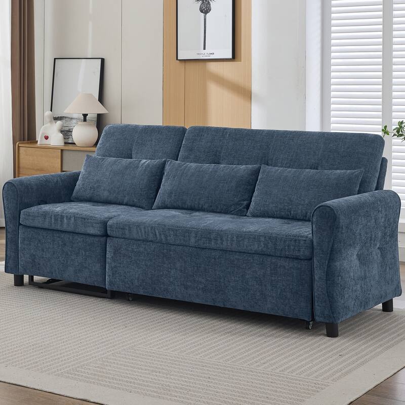 2-in-1 Sofa 82" Three-seater Sofa with a Sofa Bed and a Reversible Recliner Sofa for Living Room