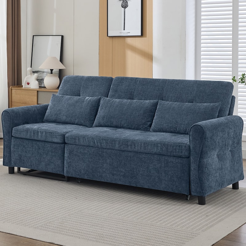 Roomfitters 2-in-1 Sofa Bed with Reversible Recliner, Three-Seater Convertible Couch for Living Room