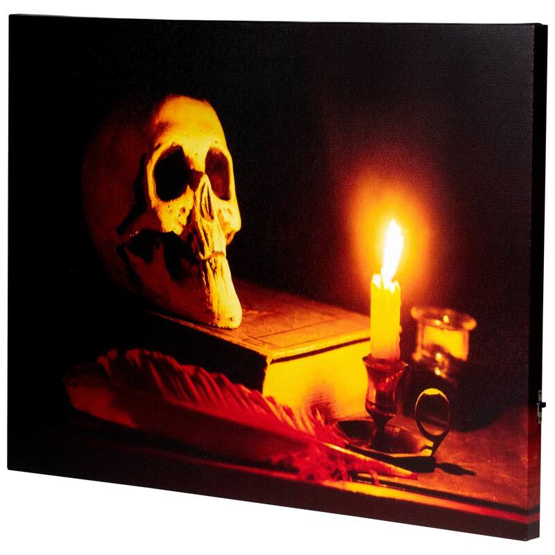 LED Skull by Flickering Clelight Halloween Canvas Wall Art 12"x15.75"
