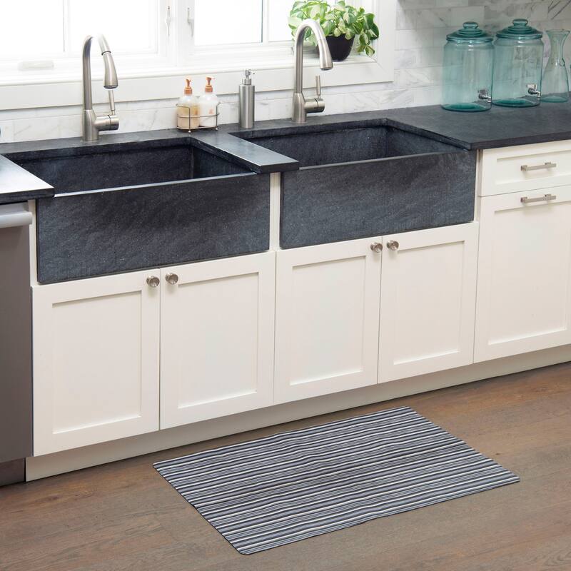 SoHome Smooth Step Striped Machine Washable Kitchen Mat, 24"x35"