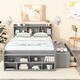 preview thumbnail 4 of 3, Full Bed with Bookcase Headboard, Under bed Storage Drawers and Bed End Storage Case Grey