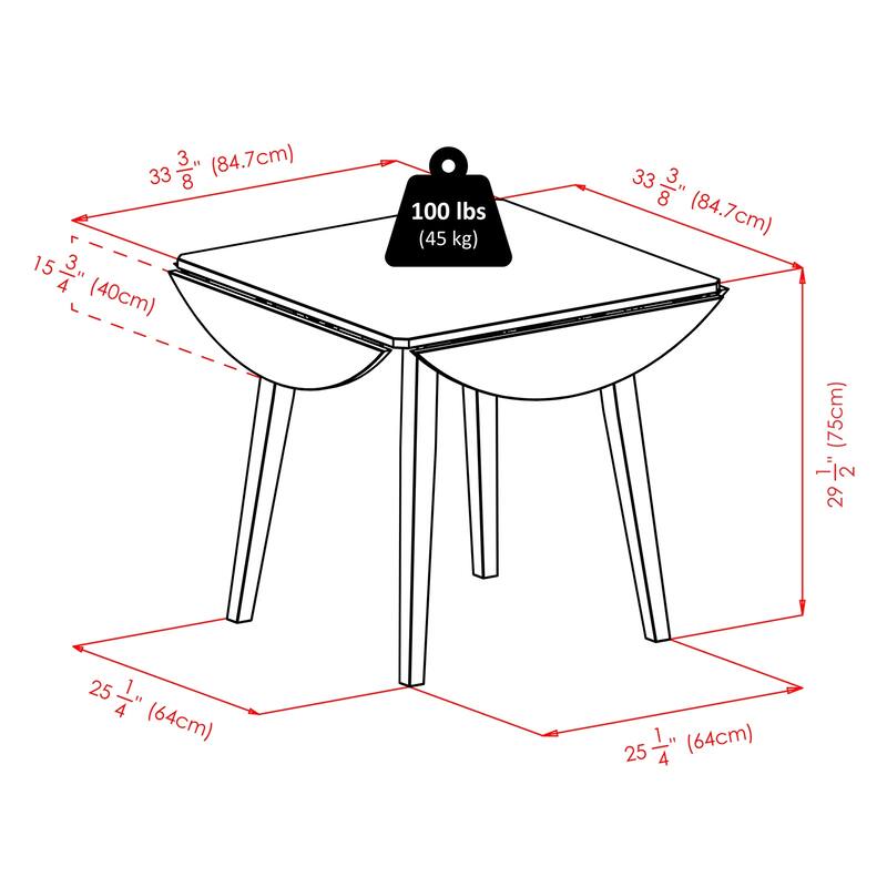 Dawson 5-Pc Drop Leaf Table with Ladder-back Chairs, Walnut