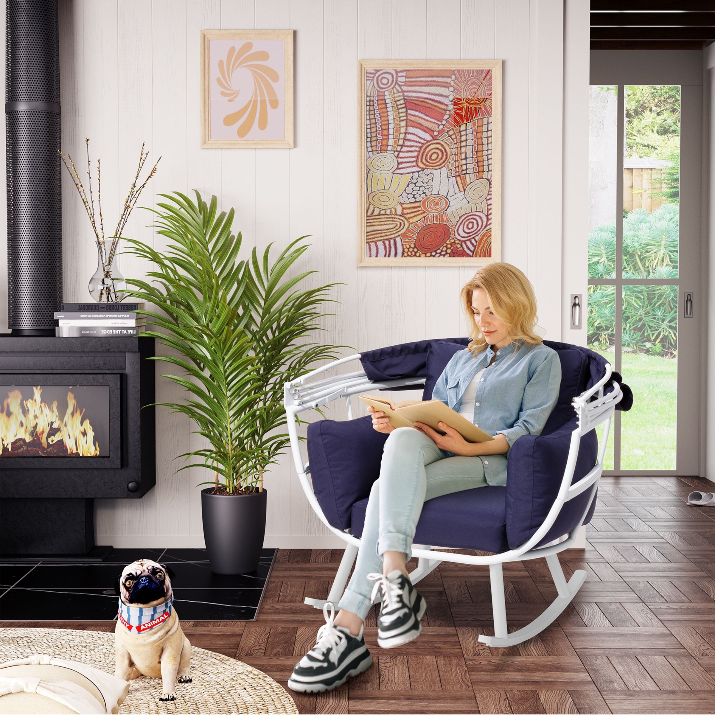 Folding rocking 2025 chair with canopy