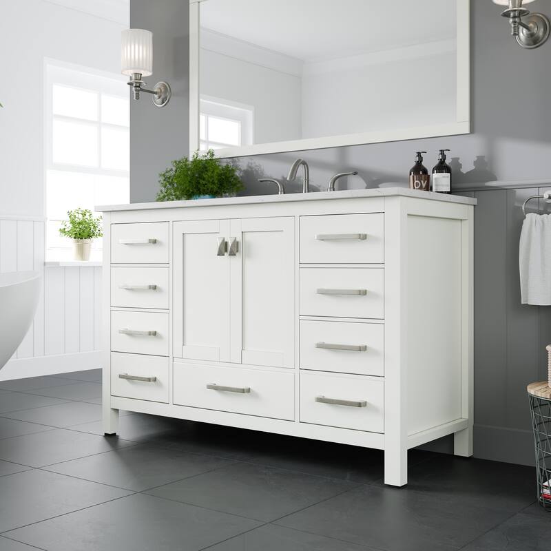 Eviva Aberdeen 42"W x 22"D Bath Vanity with Carrara Quartz Top