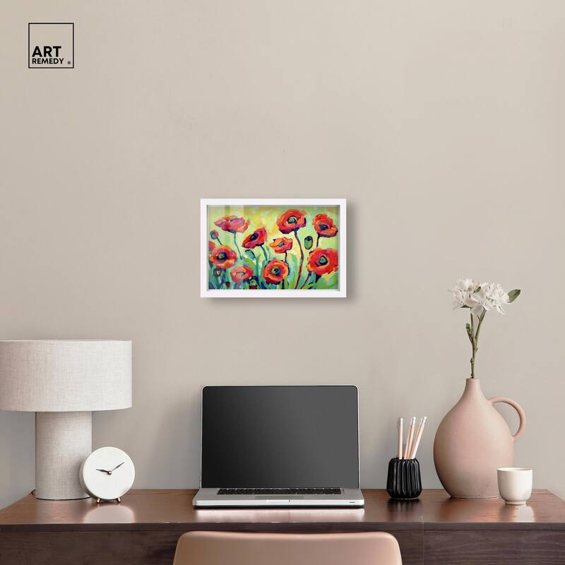 Red Poppy Field I Shadowbox by Art Remedy