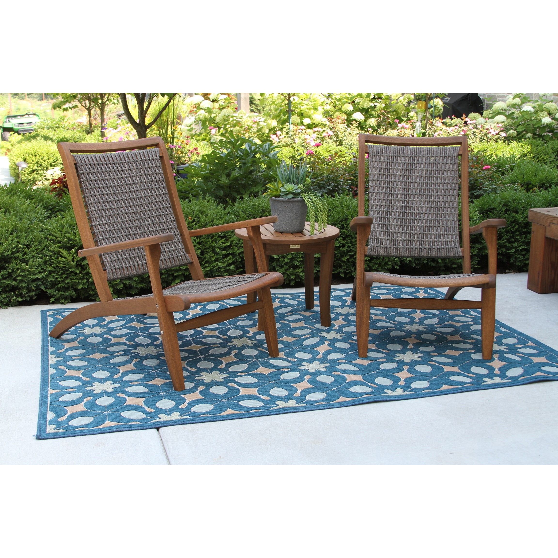 Eilaf 3 pc. Eucalyptus Wicker Lounger Set with Round End Table