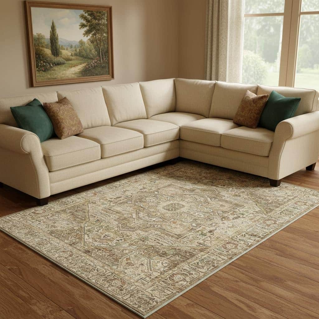 HomeRoots Floral Medallion Traditional Rectangle Area Rug