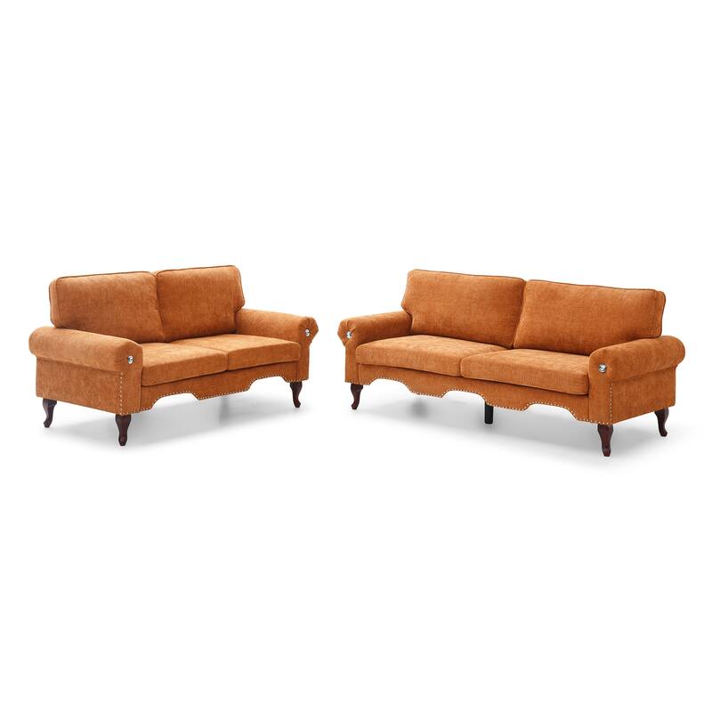Linen 5-Seater Sectional Sofa Set with Chesterfield Design