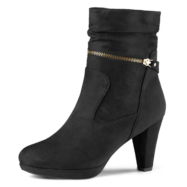 mid calf leather black boots