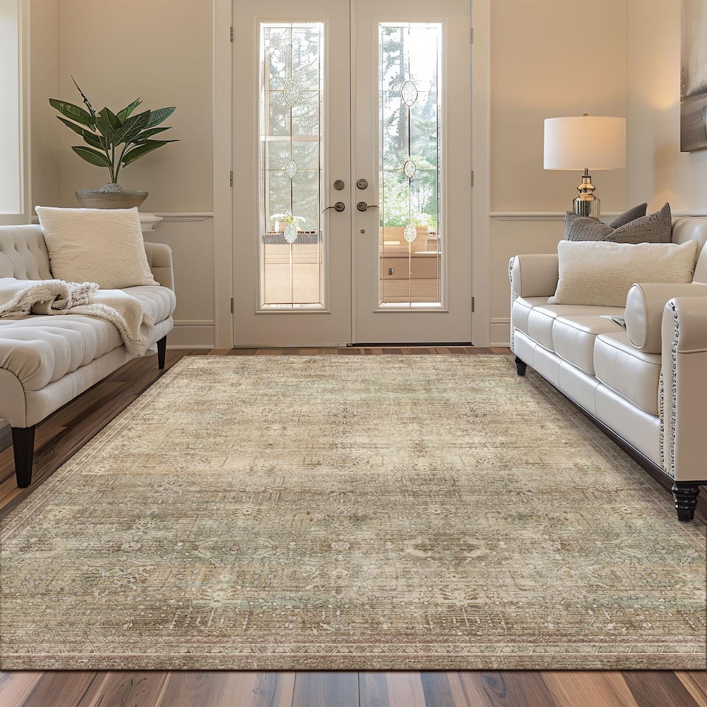 Mcow Retro Machine Washable Non Slip Vintage Area Rugs