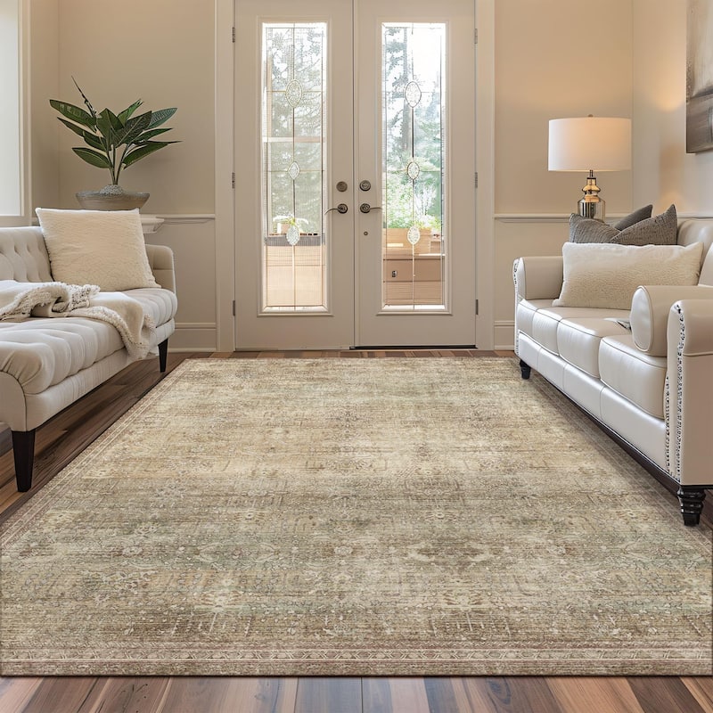 Mcow Retro Machine Washable Non Slip Vintage Area Rugs - 8'X10' - Taupe - Rectangle