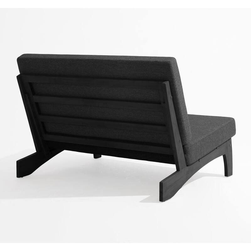 Beach-Style Outdoor Acacia Club Chair Set Loveseate with Plush All-Weather Cushions