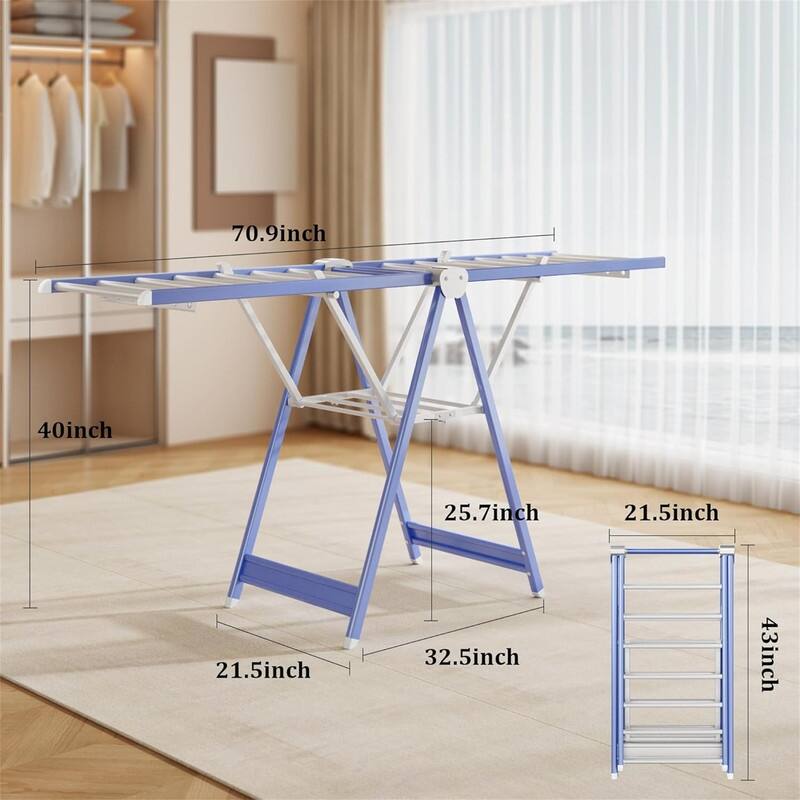 Clothes Drying Rack,63 Inches Foldable Aviation Aluminum Alloy Drying Rack,