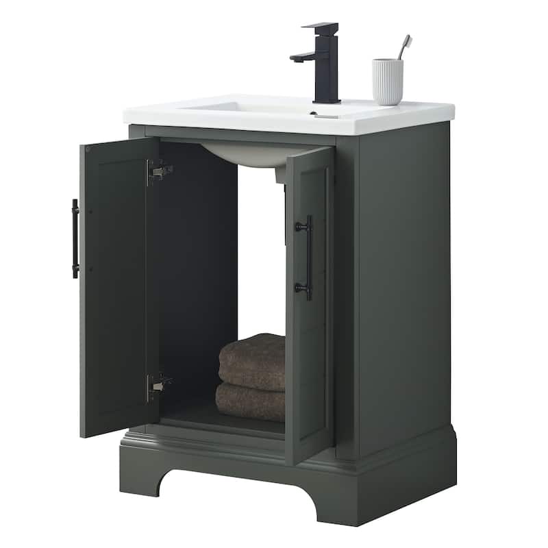 Vanity Art 24" Single Sink Bathroom Vanity with Ceramic Sink & Top