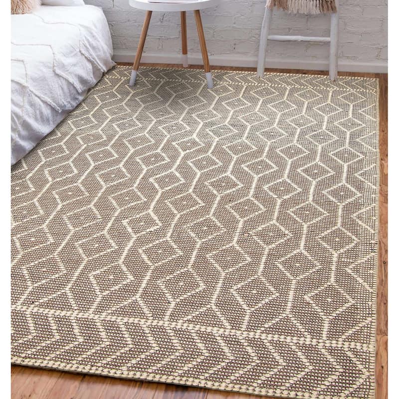 ECARPETGALLERY Braid weave Sienna Brown Wool Rug - 5'1 x 8'0
