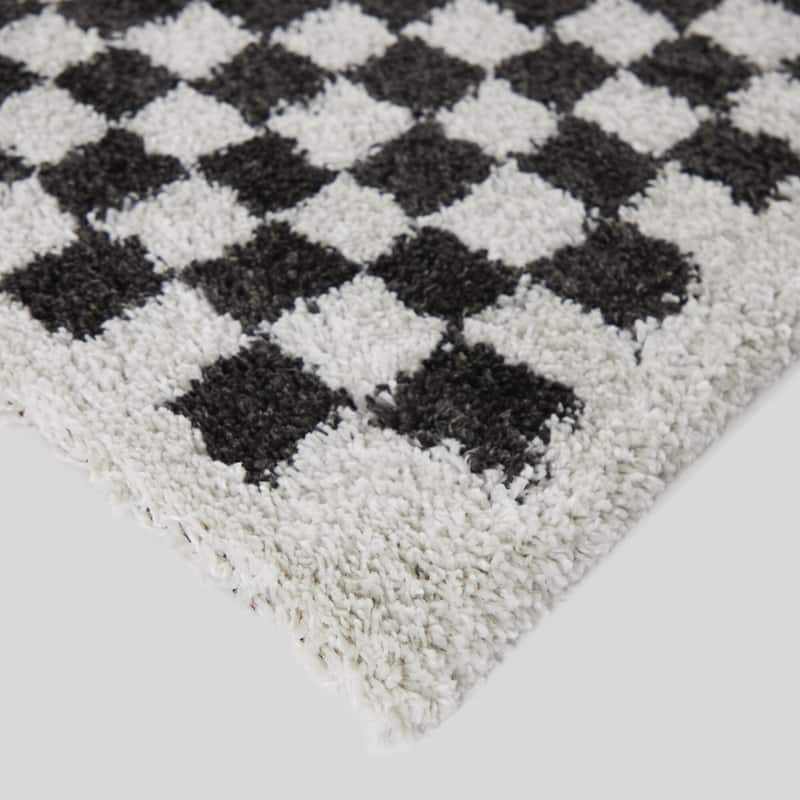 Covey Plush Checkered Thick Shag Area Rug