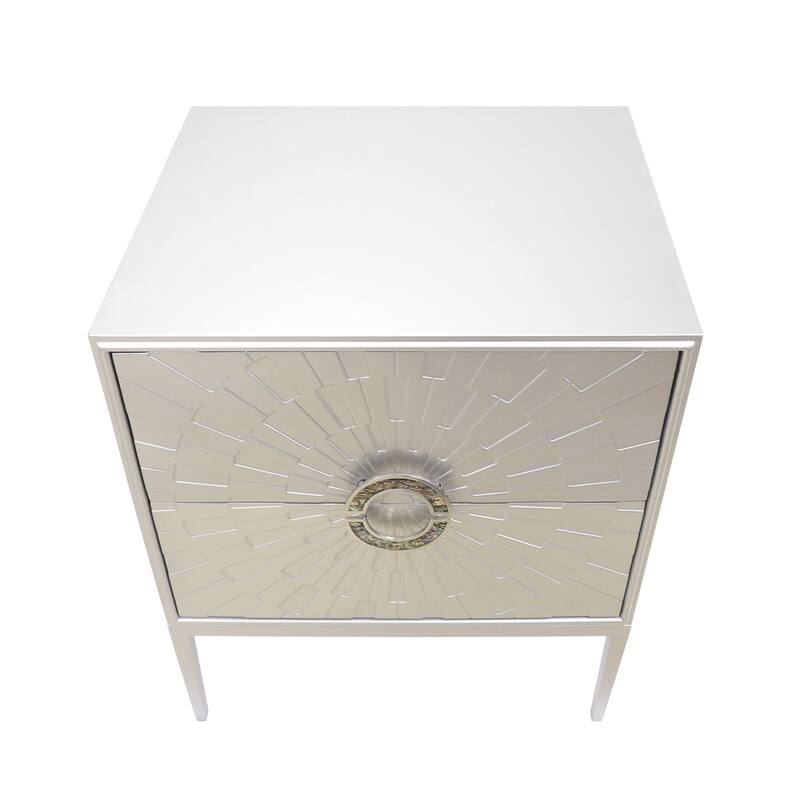 Pasargad Home Pearl Wood Nightstand with Metal Frame