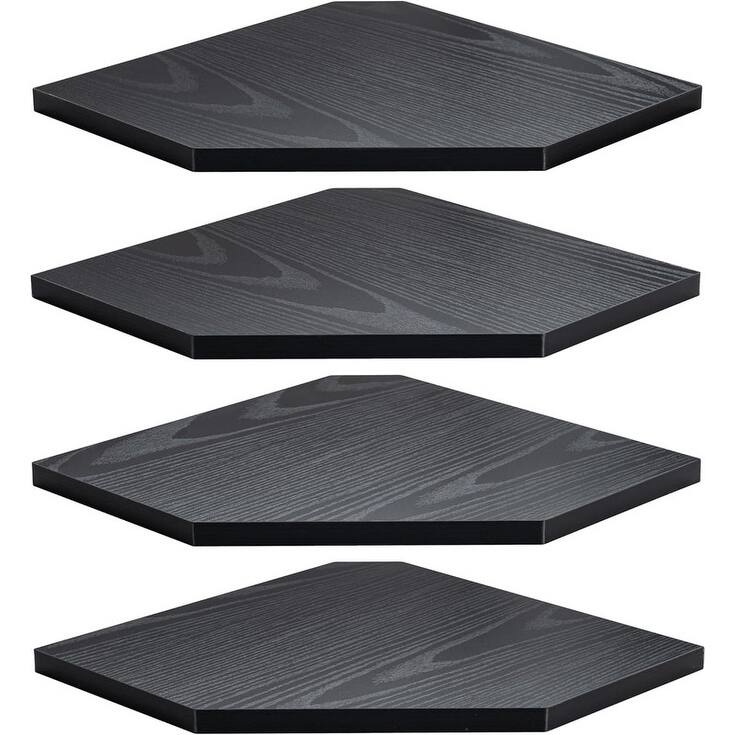 Corner Shelf Wall Mount, Floating Corner Shelves, Set of 4 - Black