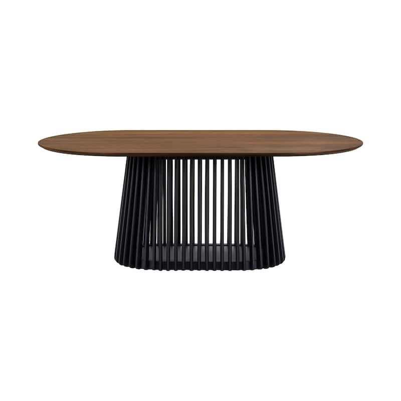 Pasadena Danish Solid Wood Oval Dining Table Set wtih Paper Cord Chairs