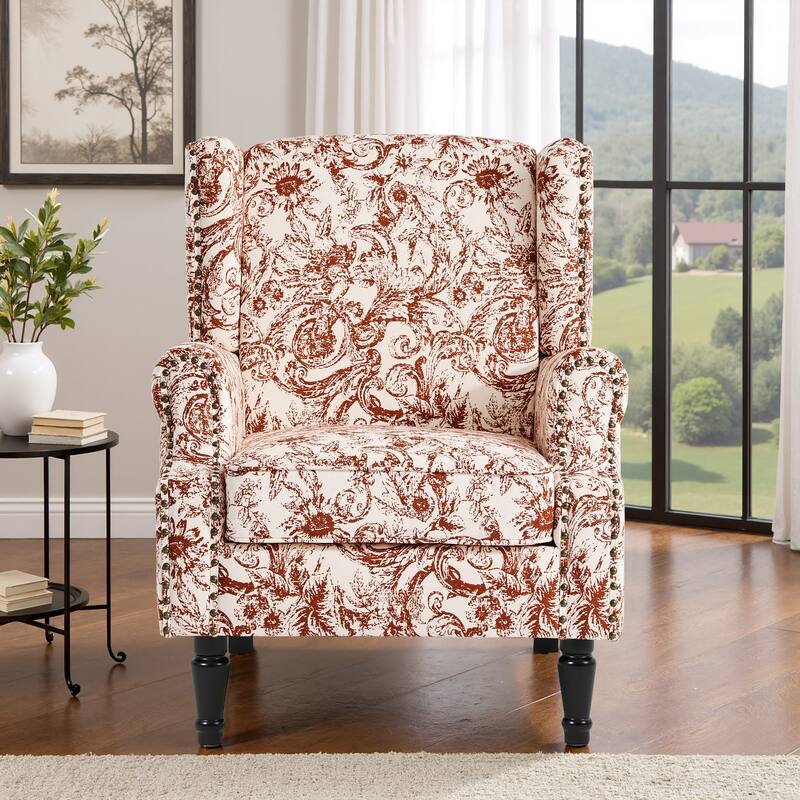 Patterned Upholstered Accent Chair for Living Room