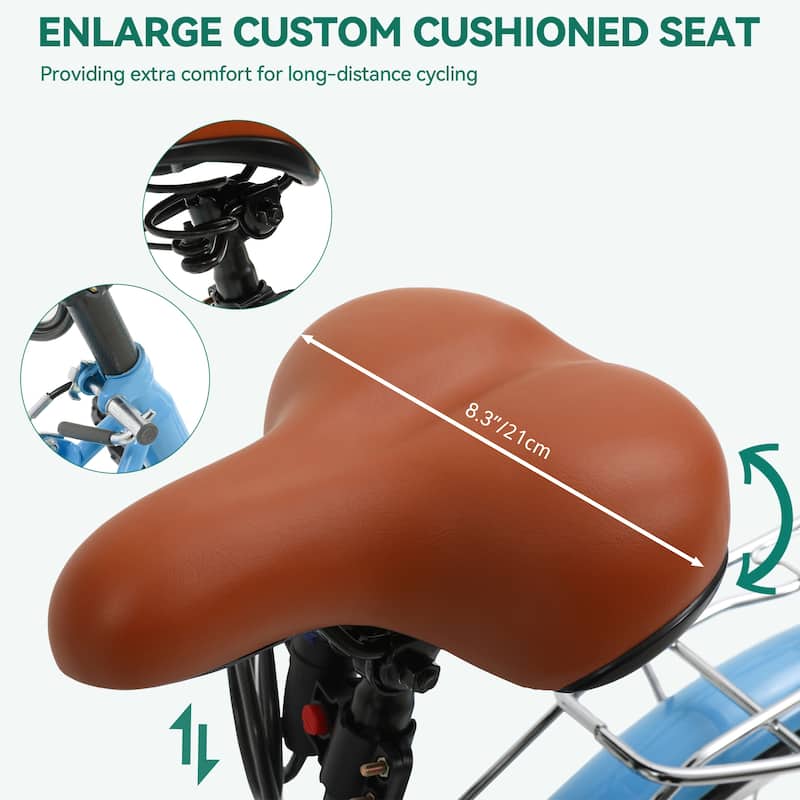 Moasis24/ 26" Cruiser Bike Adjustable Step Through Bike Commute Bike Bicycle