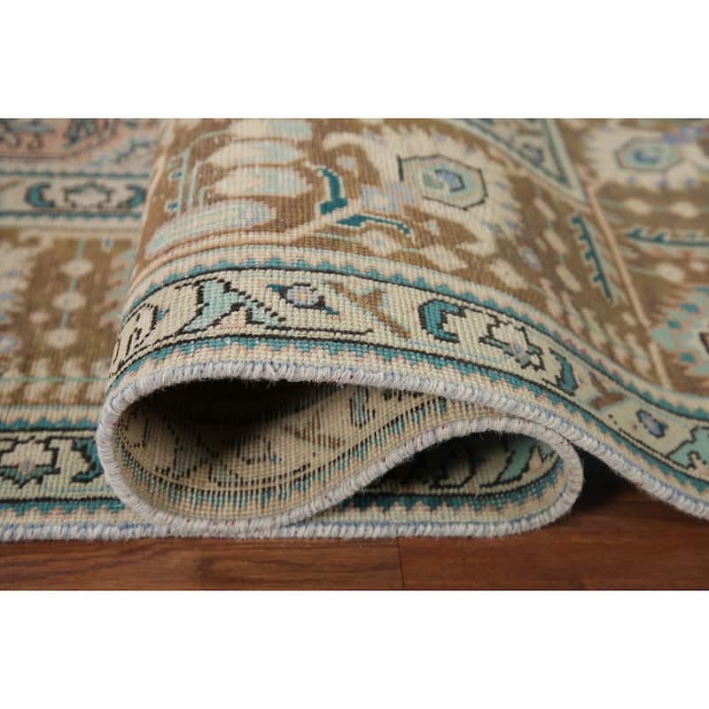 Geometric Tabriz Persian Vintage Rug Handmade Living Room Wool Carpet - 7'11" x 11'1"
