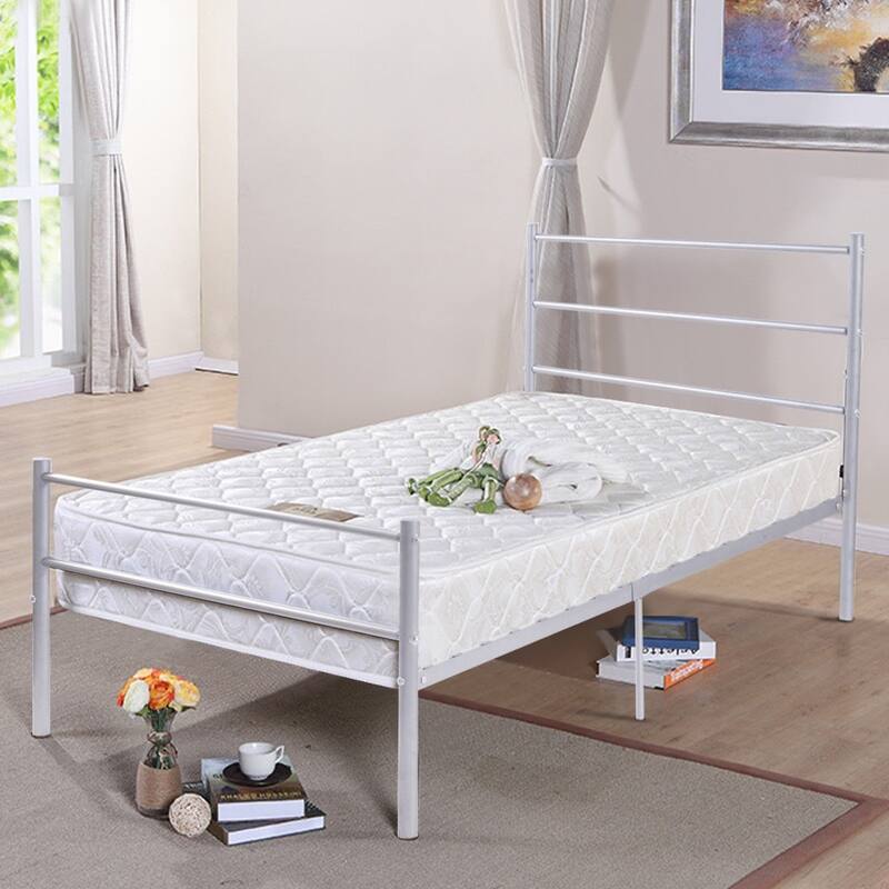 Twin Size Metal Bed Frame with 6 Legs and Headboard Brackets