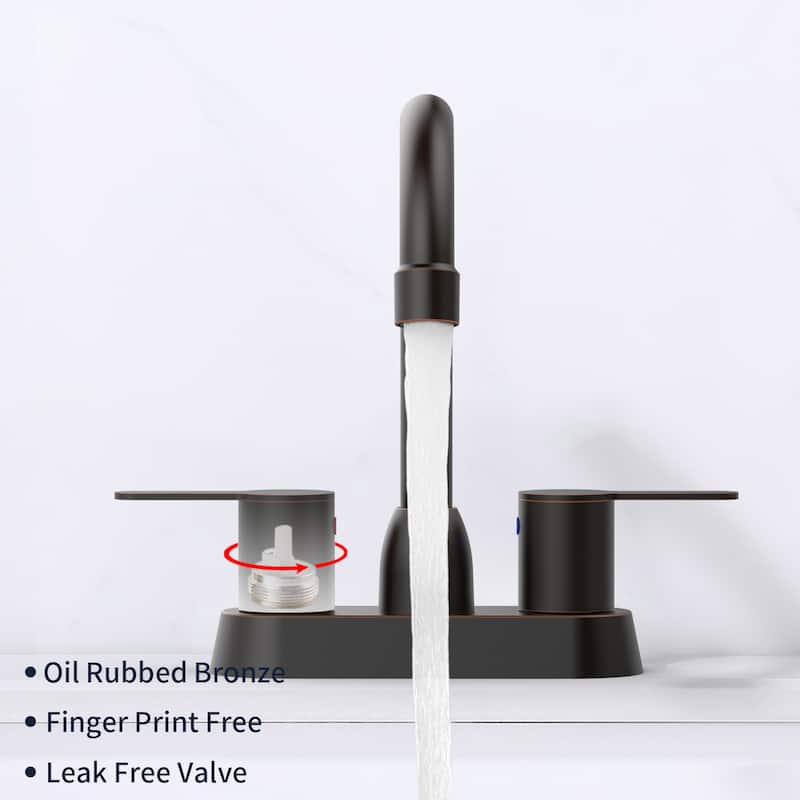 Centerset Bathroom Faucet with 2 Handles in Oil Rubbed Bronze - 6.22" x 2.12" x 8.26"