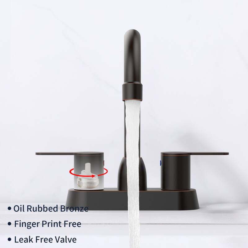 Modern 2 Handle 360 Degree Swivel Bathroom Sink Faucet with Aerator No Leak Valve, Water Saving, Splash and Fingerprint Proof