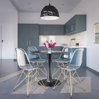Crescro Set of 4 Acrylic Dining Banquet Side Chair in Gold Stainless Steel Frame for Indoor Outdoor Home Office & Kitchen