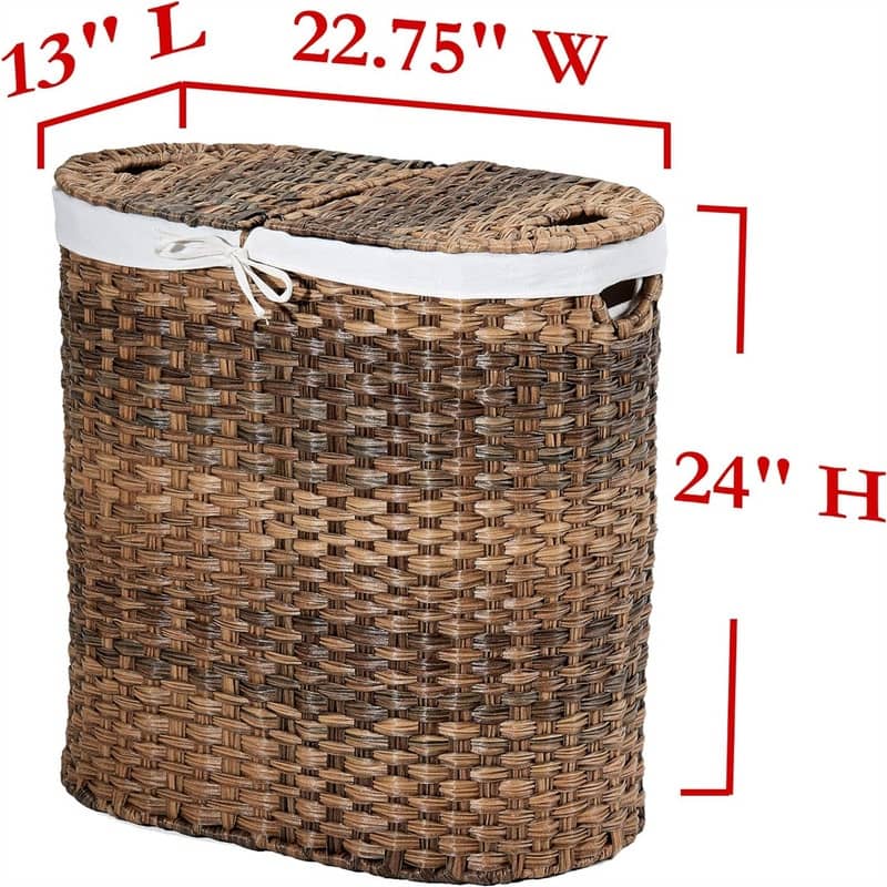 Premium Handwoven Portable Laundry Bin Basket with Carrying Handles