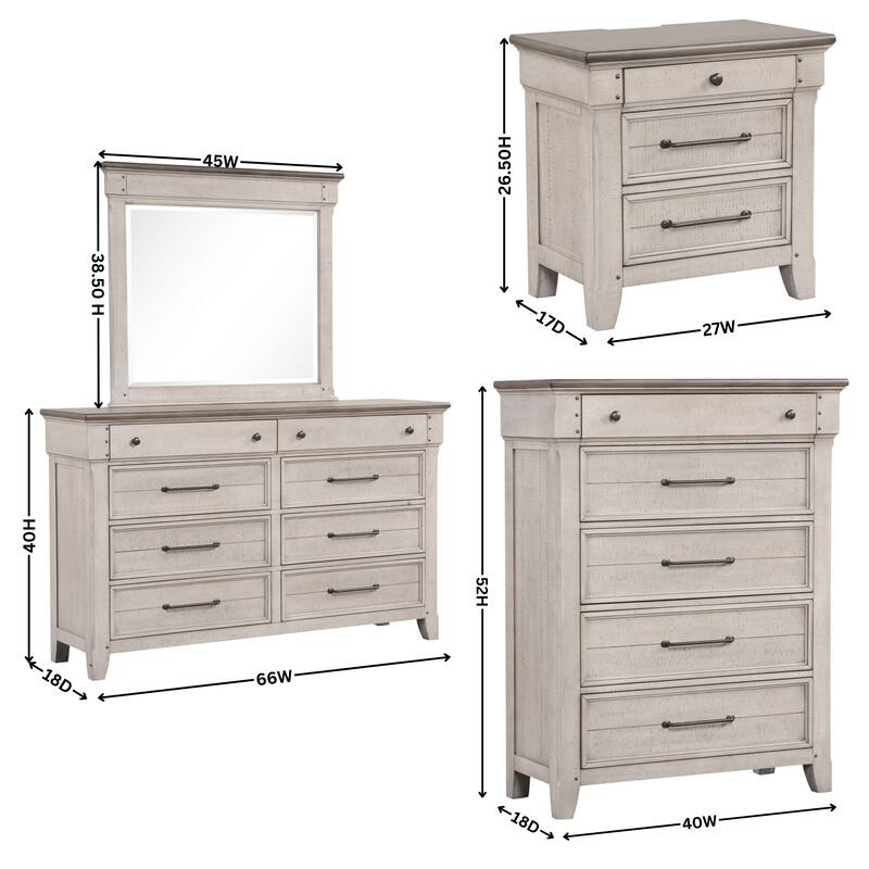 Roundhill Furniture Walcott 5-Piece Bedroom Set with Touch LED Lighting