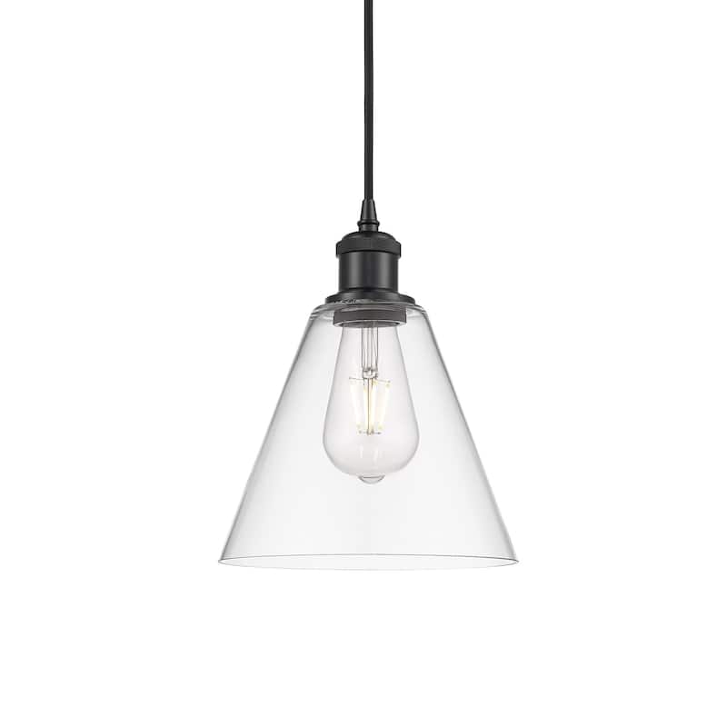 Innovations Lighting 516-1P-12-8 Berkshire Pendant Berkshire 8" Wide - Matte Black / Clear