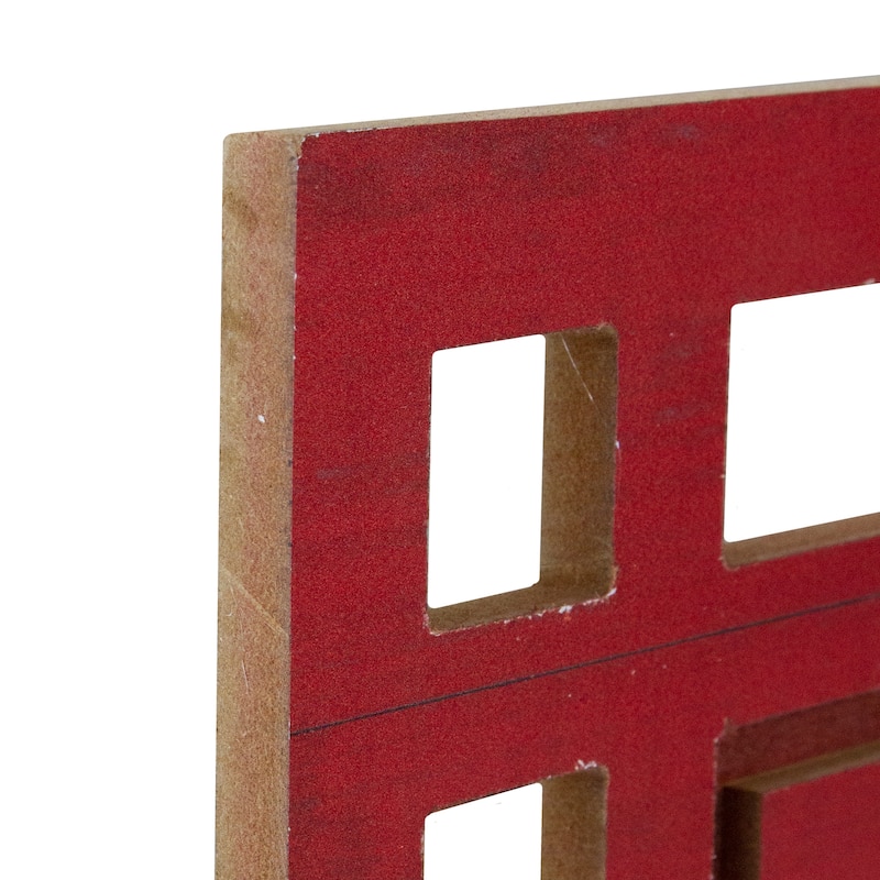 24" red and white merry christmas rectangular carved wooden wall sign