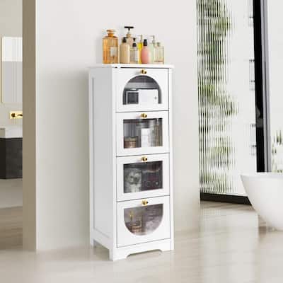 Floor Cabinet, Slim Floor Standing Cabinet with 4 Drawers,Freestanding Compact Cupboard Organiser