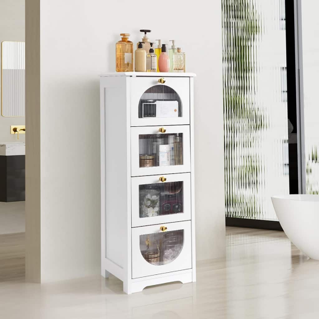 Floor Cabinet, Slim Floor Standing Cabinet with 4 Drawers,Freestanding
