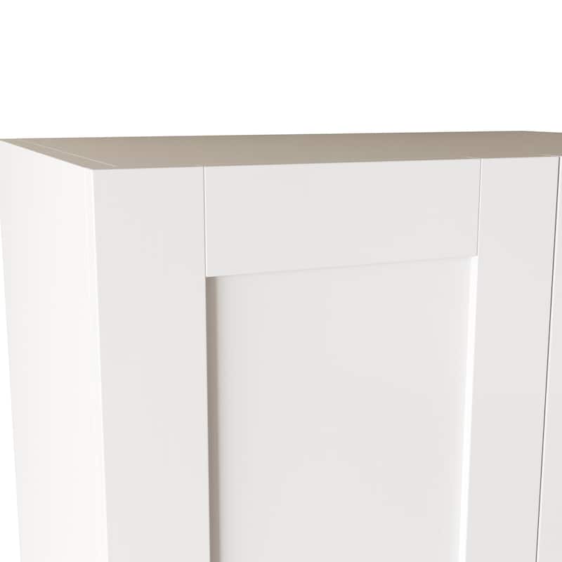 High wardrobe and kitchen cabinet with 2 doors and 3 partitions to separate 4 storage spaces